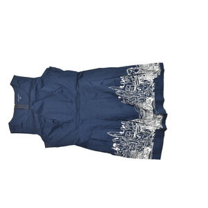 Tommy Hilfiger Navy Blue City Skyline Print Women's Plus Size 16 Dress